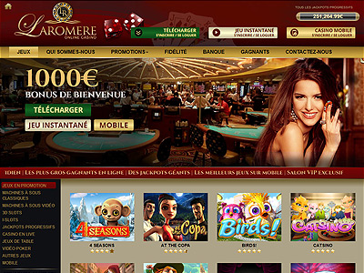 Page d'accueil du Casino Laromere