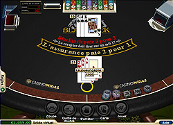Jouer au Blackjack en ligne sur le casino Midas