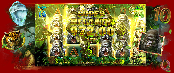 Essayez de gagner de l'argent réel en jouant sur la machine à sous Gorilla Kingdom !