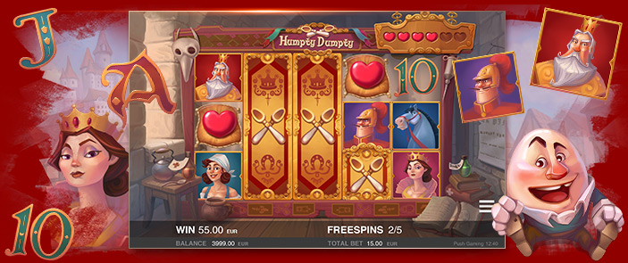 Jeu de casino en ligne Humpty Dumpty Push Gaming avec bonus sans dépôt