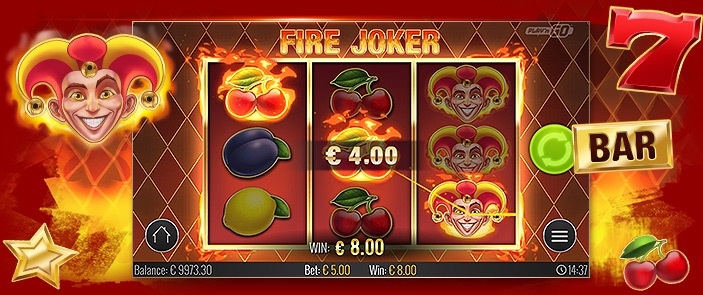 Essayer le jeu de casino 3 roues Fire Joker ! Une machine à sous classique Play'n GO !