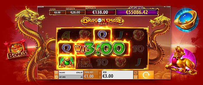 La machine à sous Dragon Chase vous offre un jackpot progressif bonus en euros !